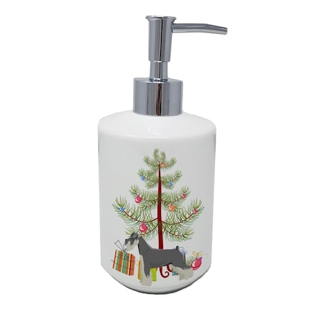Carolines Treasures 7 x 3.5 in. Schnauzer Christmas Tree Ceramic Soap Dispenser CK3559SOAP